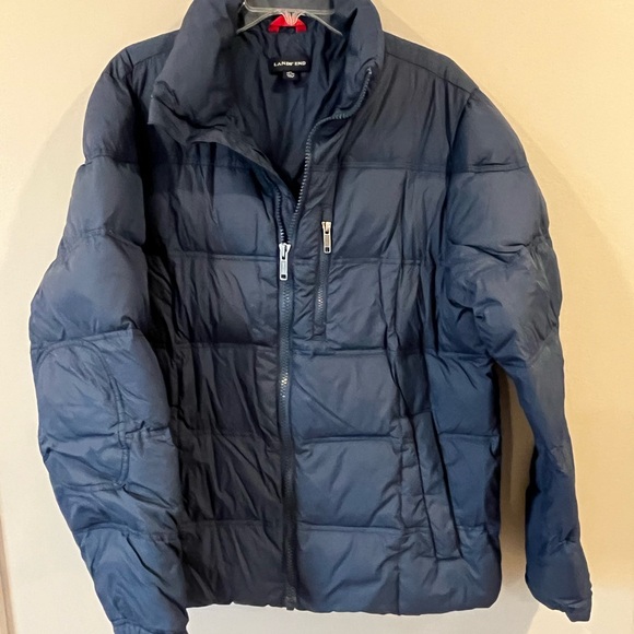 Lands End Men’s Expedition Winter Down Puffer Jacket Navy Blue Size Med Goose - Picture 2 of 8